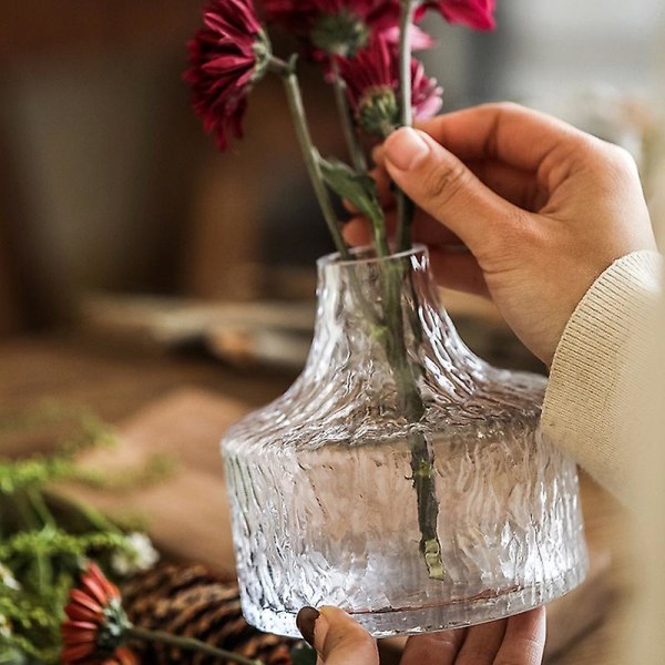 Glasblommavas Blomma Kruka Behållare Heminredning Vas Dekor - C