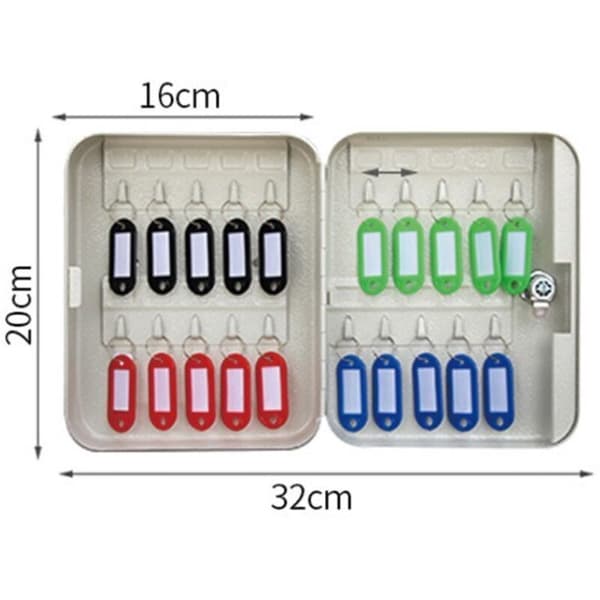 Hvid - Nøgleboks. 0,78 kg. 200 x 160 x 75 mm - Nøgleboks med kode
