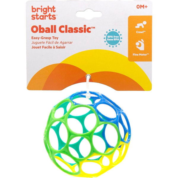 Oball, Lätt att hålla, Classic Ball Toy, Blå/Grön, Newborn +