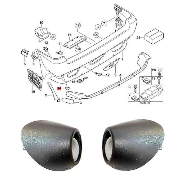 Bageste parkeringssensor venstre ydre dæksel trim til X 5 E53 2000-2006 reservedele 51128268369 L