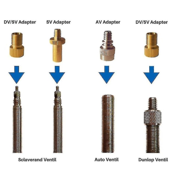 10 st Pumpmunstycke-set Presta Schrader Ventil Slang Cykelventil Adaptrar för Road Fixi