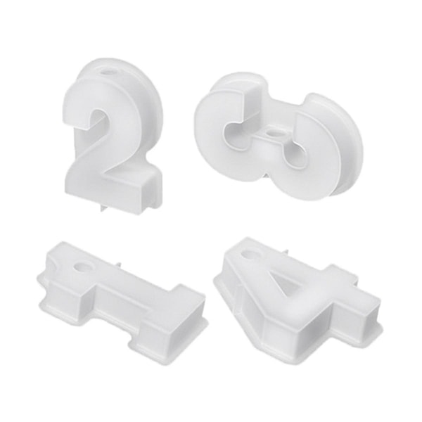 4 st 1-4 Nummerformar, DIY Silikonformar, 3D Handgjorda Ljusstakeformar, Gipsformar, Ljus