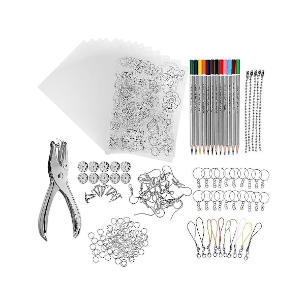 Krympslang Materialpaket DIY Led Tråd Krympbar Plastark Hårspänne Blomma Hängande Hantverk Material