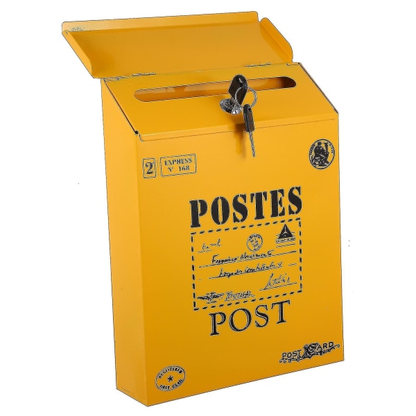 1 Stk Lås Postkasse Retro Postkasse Veggmontert Brevkasse Avispostkasse