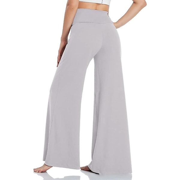 Dame elastiske løse yogabukser Casual lange bukser med brede ben Grey 2XL