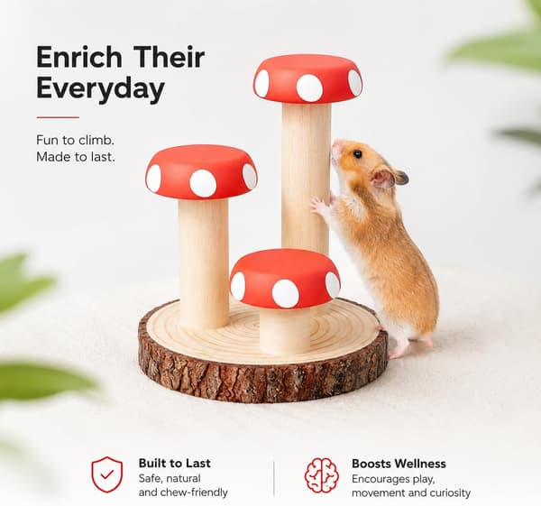 Hamsterin kiipeilylelu puinen pureskeluun, virikehäkin lisävaruste