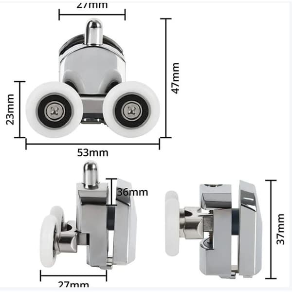 8 skydedørsruller til bruser, skydedørsruller til bruser i zinklegering, 23 mm diameter, dobbelte udskiftningshjul til badeværelset