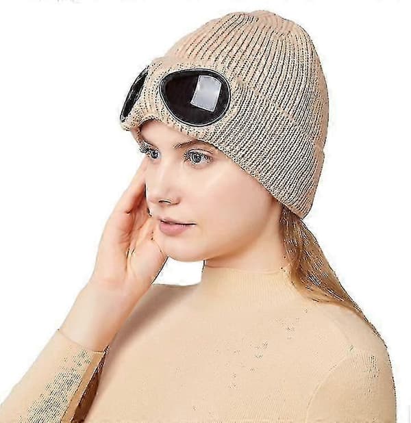 Unisex Mössa med Glasögon Stickad Varm Vintermössa red