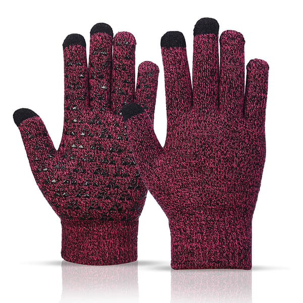 Unisex Vinterhandsker - Mørkerøde Skridsikre Varme Touch Screen Handsker (Akrylstof)