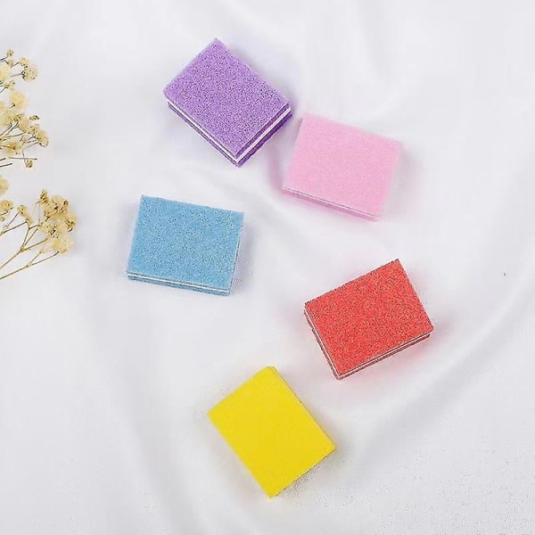 Mini firkantet svampefil negleværktøj Lille firkantet høj elastisk svampepolering Tofu blok svampe neglefil (20 stk, lyserød)