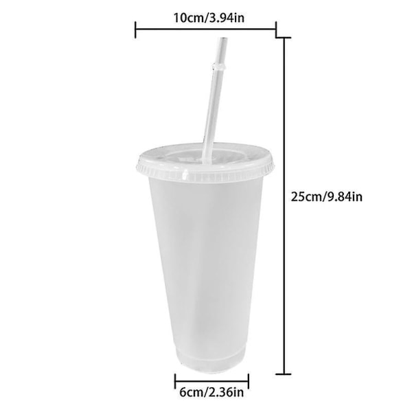 700ml Återanvändbar kopp plastglas med lock Transparent vattenkopp med sugrör Kallt kopp sugrör 1st