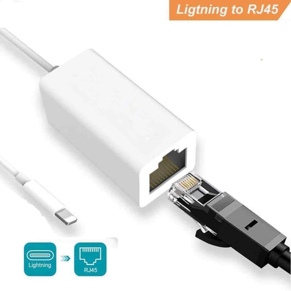 Ethernet RJ45-adapter til Lightning til iPhone og iPad 100 Mbps datahastighed