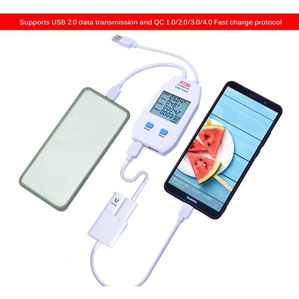 (Kompatibel) USB LCD Strømmåler, USB-tester, Detektor, Voltmeter, Amperemeter, Digital Strømkapasitetstester (UT658-Dual)