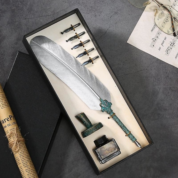 European Vintage Feather Pen Set Lahjarasia Harry Potter Feather Pen Set Gothic Body Dip Ink Pen Set Hopea-1