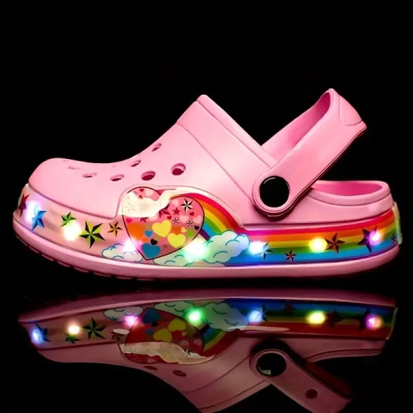Trendy LED-lyssko for jenter, behagelige, sklisikre, uformelle, pustende tøfler for utendørsaktiviteter Pink Color 32