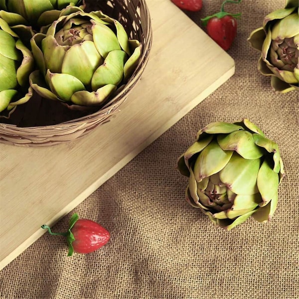 6 pakke kunstig artisjokk grønnsaker og frukt til hjemmebryllupsborddekorasjon (grønn)