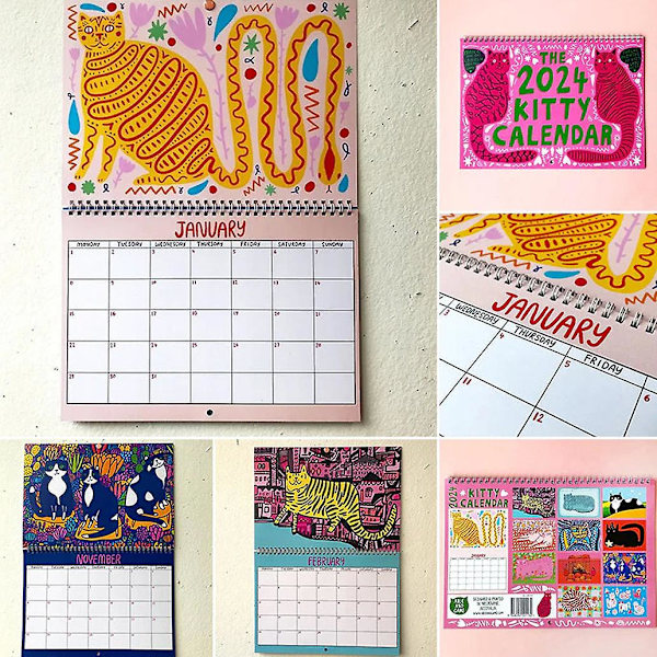 Vardagsrums-Kattmönsterkalender Bred Användning Kalender för Kontor