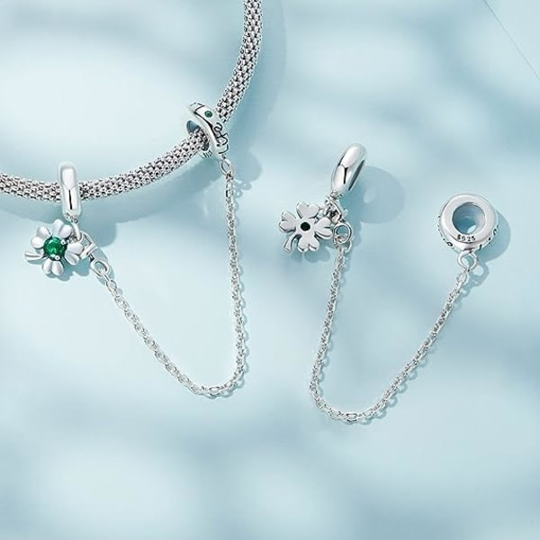 Clip sikkerhedskæde til Pandora armbånd, Sterling Sølv Valentinsdag Halloween Jule Charm Kærlighed Kors Blomst Sikkerhedskæde til Kvinder...