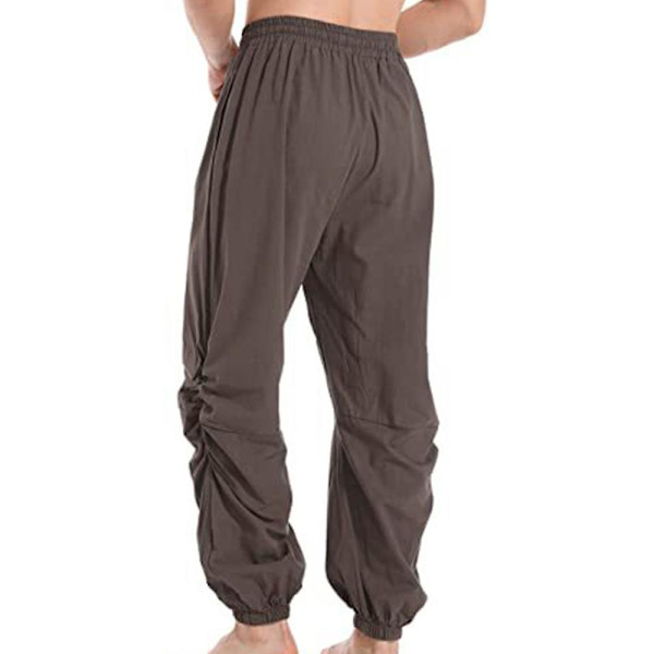 Herrebukser Enkle Løse Sports Yoga Bukser Med Snøring Elastisk Midje Gray 3XL