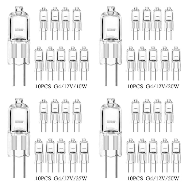 10 kpl Halogeenilamppu Kapselilamppu Putki G4-12V-50W