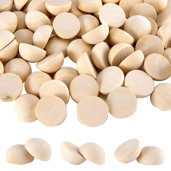 200 stk. Halvdelte Trækugler 20mm Halve Træperler 0,8 Tommer Diameter Halvkugle Bulk 25mm