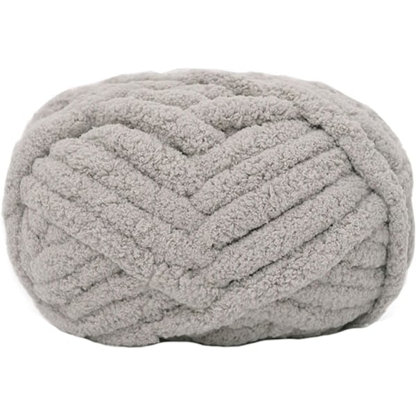 2 Stycken Chunky Chenillegarn för Handstickade Filtar, Extra Mjukt Stort Filtgarn (Grå)