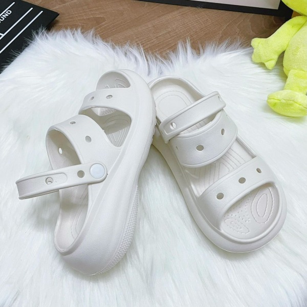 Trendy ensfarvede åndbare sandaler med åben tå til piger, lette og komfortable skridsikre sandaler til indendørs udendørs strand, sommer White 34-35