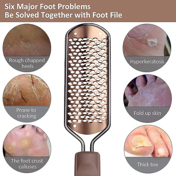 Pedicure Foot File Callus Remover - stor fodrasp Kolossal fodskrubber Professionel rustfrit stål callusfil til våde og tørre fødder