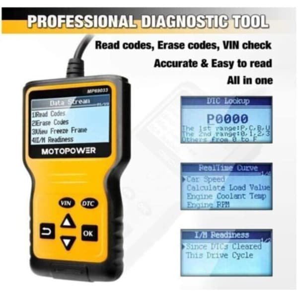 MP69033 OBD-II skanner kodeskanner motorfeilkode diagnostisk leser motorkodeleser for O2-sensor