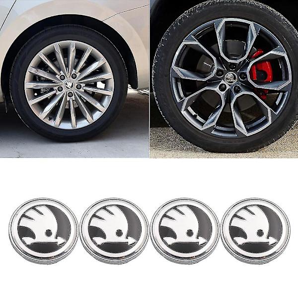 4 stk./sæt 60mm Hjulnav Centerkapsel Sort Sølv Pil Logo Badge Dæksel 6 Klips Til Skoda Octavia Superb Rapid Kodiaq Karoq Kamiq