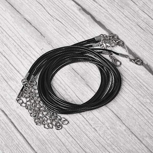 20 stycken 20 tum svarta vaxade halsbandssnören med spänne i bulk för armband, halsband och smyckestillverkning