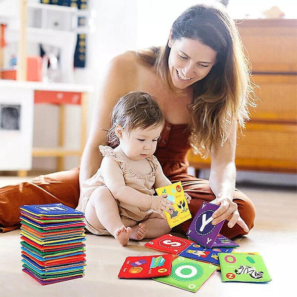 Varhaisen lapsuuden valistuksen kirja, taaperon flash-kortit pestävät ja säilytyskassin kanssa Alphabet Pocket