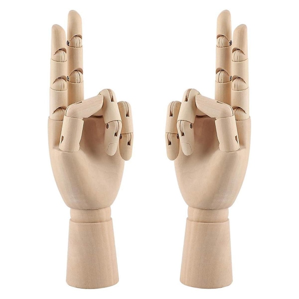Håndmodell av tre, 2 stk, 12 tommer venstre og kunstmannekengfigur med for håndsmykkevisning, De