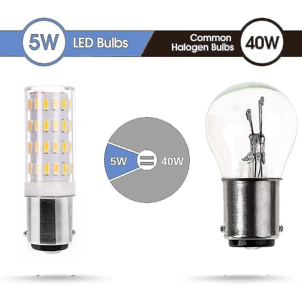 5w 12v-24v Ba15d LED-pære, dobbel kontakt bajonettpære, 50w ekvivalent 3000k varmhvit, for belysning av lavspenningsutstyr, pakke med 2