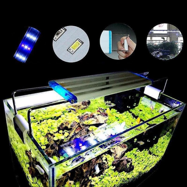 Super Slim LED'er Akvariebelysning Vandplantelys 20-60CM Udtrækkelig Vandtæt Clip on Lamp For 30cm