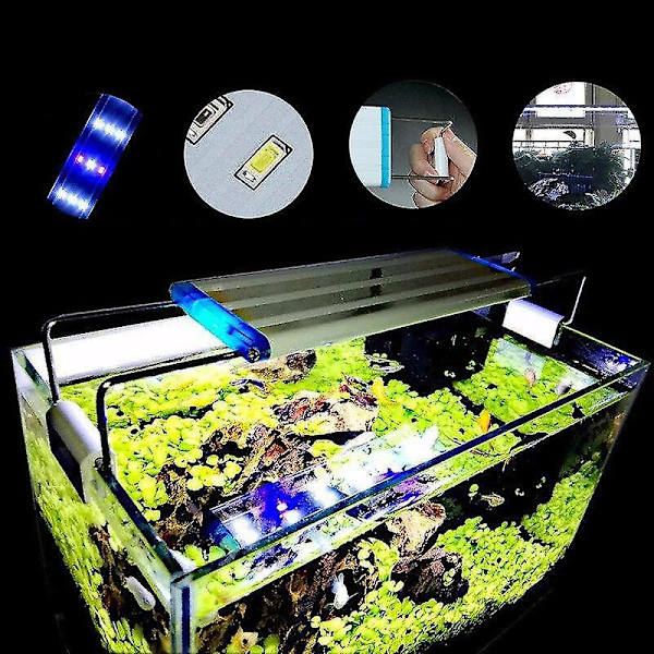 Super Tynde LED Akvarielys Akvatisk Plantelys 20-60CM Udvidbar Vandafvisende Klipslampe Til 30cm