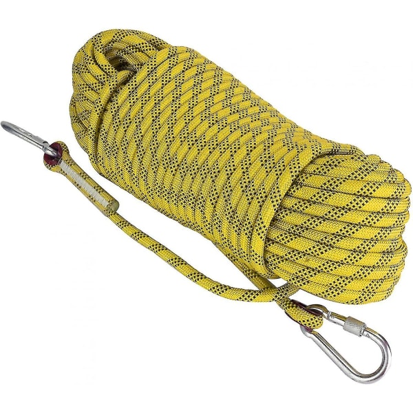 30m Klätterflyktrep 12mm Ripstop Räddningsrep Med 2 Karabiner För Utomhusvandring Bergsklättring Nödsituation Brand