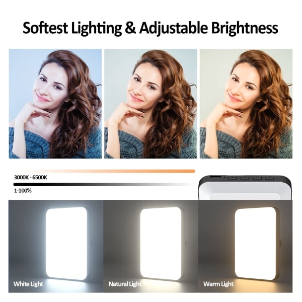 Genopladeligt Selfie Lys - 80 LED Telefon Clip Lys - Uendelige Justeringsmuligheder - Perfekt til iPhone, Mobiltelefoner, iPad, Laptops