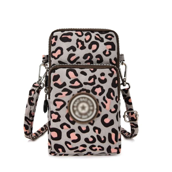 Crossbody telefonveske - Lys grå leopardmønster