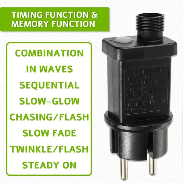 LED-transformator blixtkontakt IP44 drivrutinsadapter med timer, 8 lägen