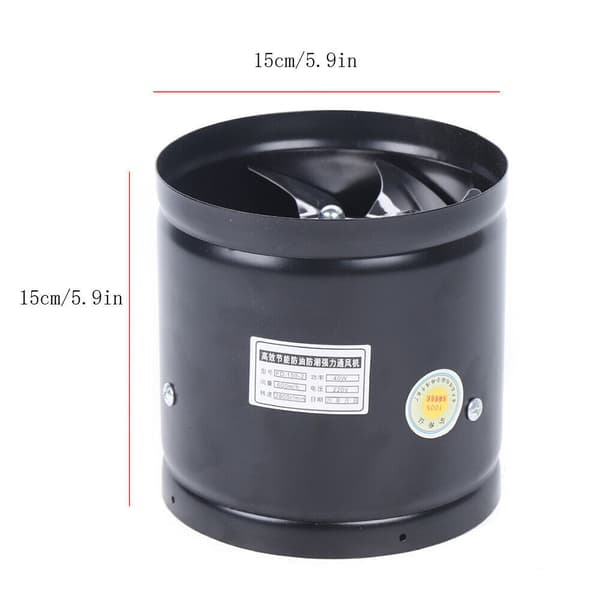 600m³/h Aksial Rørventilator Ø150 mm Tilluft Aftræk Rørventilator Blæser Ventilator