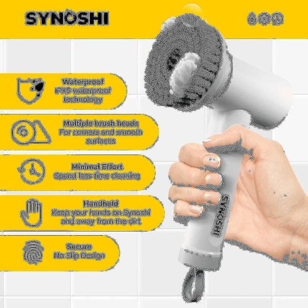Elektrisk rengøringsbørste, spin scrubber med 3 udskiftelige rengøringshoveder, 2 justerbare hastigheder, trådløs scrubber, perfekt til rengøring...