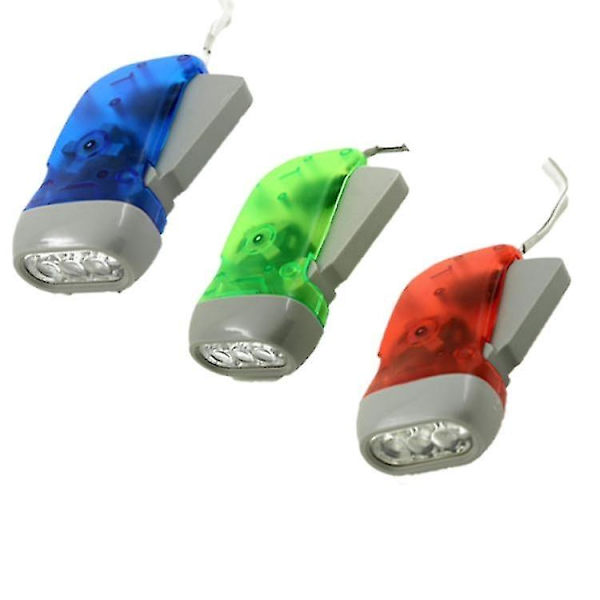 Klar Handvev Ficklampa, 3-pack Tryck-upp Laddningsbara Ficklampor För Barn Och Vuxna, Inga Batterier Krävs