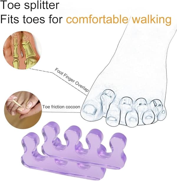 4 stk. tåskillere til pedicure, genanvendelige vaskbare tåskillere til påføring af neglelak