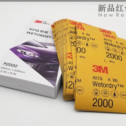 3M 401Q 2000 korn våt- och torrslipapapper, 5,5x9 tums slippapper, premium bilslipapapper