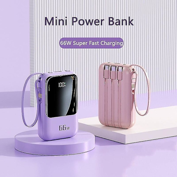 2024 50000mAh Mini Powerbank 66W Super Rask Lading Ekstern Batterilader For Iphone Samsung Huawei PD 20W Rask Lading Powerbank20000mahsvart