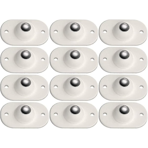 12 st självhäftande svängbara hjul, universella 360 graders rotationsöverföringskullager, mini plastmöbelhjul