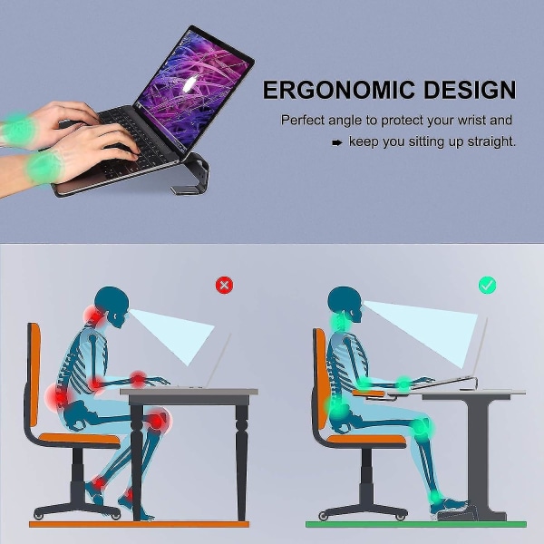 Laptop Stativ Til Skrivebord, Soqool Computer Stativ Forhøjelse Til Skrivebord, Ventileret Ergonomisk Aluminium Notebook Stativ Kompatibel Med Macbook Air Pro Dell Xps Hp 1