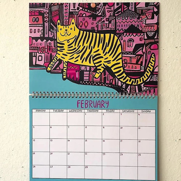 Vardagsrums-Kattmönsterkalender Bred Användning Kalender för Kontor