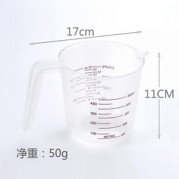 Kök Dedikerad 500ml Mätkopp, Mätkopp för Bakning och Matlagning, Oz/kopp Multi Skala Precision Pp Plast Mätkopp